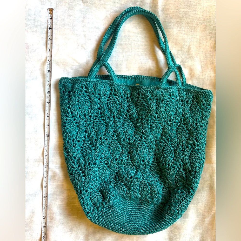 The Sak Elegant Teal Crochet Tote Bag